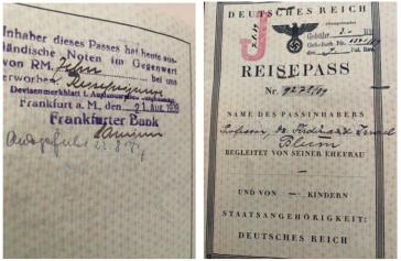 Abb. 7a und 7b. J-Pass und Devisen beleg (allen Juden wurde willkürlich ein „jüdischer“ Vorname [immer Israel oder Sarah] eingesetzt).