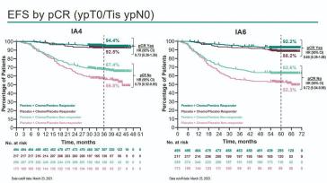 Abbildung 2. EFS in der Subgruppenanalyse bei pCR und Non-pCR. KN-522-Studie (ESMO 2023)