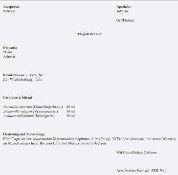 Abb. 1. Magistralrezeptur am Beispiel der Dysmenorrhoe
