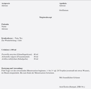 Abb. 5. Bewährte Magistralrezeptur am Beispiel der Endometriose