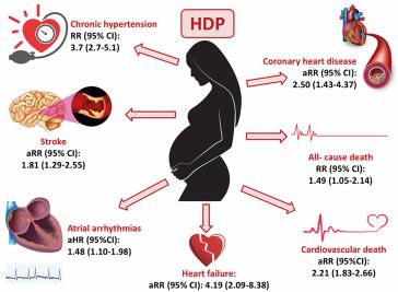 Abbildung 1. Schematische Darstellung der kardiovaskulären Komplikationen nach einer Präeklampsie (nach Coutinho T. et al., Curr Treat Options Cardio Med 2018)